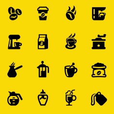Coffee Yellow Silhouette icons