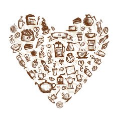 Coffee time heart shape for your design