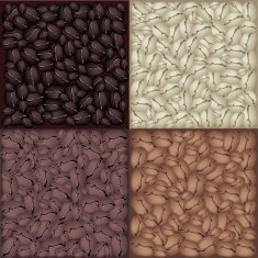 Four Colors of Roasted Coffee Beans Background