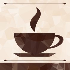 Abstract cup of coffee on a geometric background