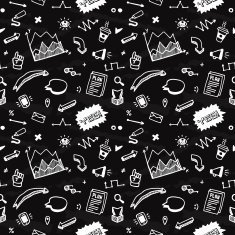 Doodle hand drawn info graphic elements seamless vector pattern N2