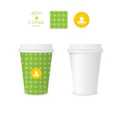 Closed paper cup for coffee with texture N12