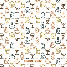 Beverages icons set vector pattern