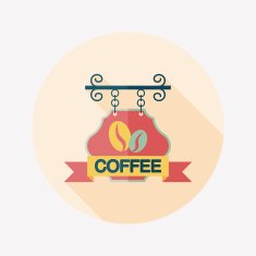 Coffee shop signs flat icon with long shadow eps10 N48