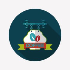 Coffee shop signs flat icon with long shadow eps10 N49