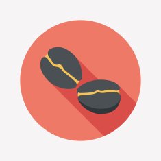 coffee bean flat icon with long shadow eps10 N63