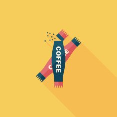 3 in 1 coffee flat icon with long shadow eps10 N8