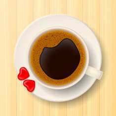 Cup of coffee and lollipops on saucer