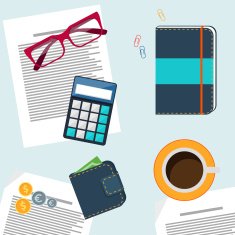 Office desktop with item icons N2