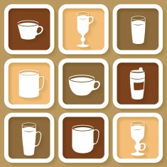 Set of 9 icons different coffee cups N2