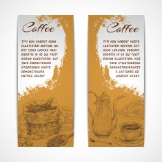 Vetical retro coffe set banners