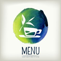 Watercolor style menu design with tea element N3
