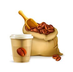 Coffee paper cup and bag
