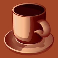 Black coffee in a ceramic cup and saucer