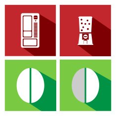 Flat icons vending machines and coffee bean