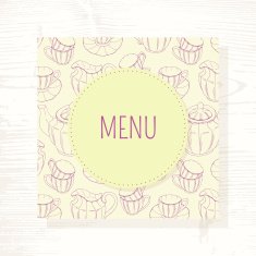 Tea room menu template with tea service