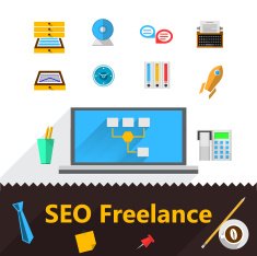Vector flat icons for freelance and SEO