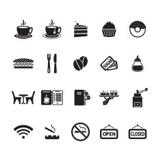 cafe icons set N3