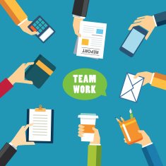 teamwork and meeting concept flat design