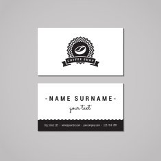 Coffee shop business card design concept Logo-badge with coffee bean N2