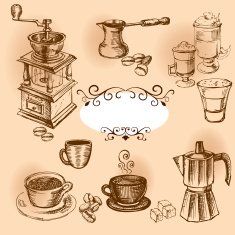 Set of coffee elements