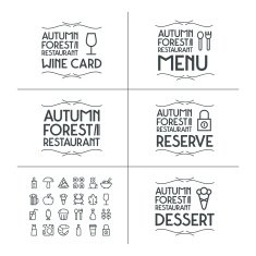 Badges and foods icons for restaurant
