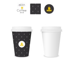 Closed paper cup for coffee with texture N13