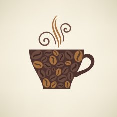 Vintage vector illustration with cup of aromatic coffee