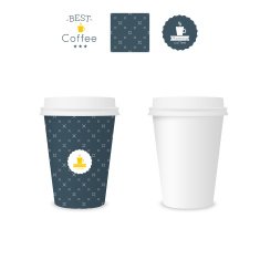 Closed paper cup for coffee with texture N14