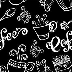 Seamless Pattern with Cups of Coffee (Vector) N2