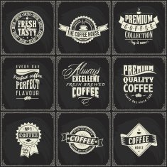 Set of coffee shop sketch labels N3