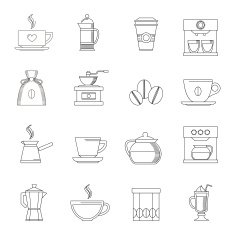 Coffee icons outline