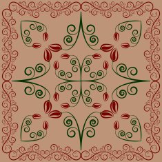 carpet with flowers and leaves on coffee latte background