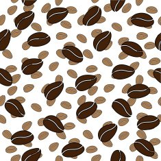 white and brown coffee bean seamless vector pattern