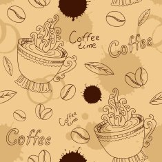 Seamless pattern with cup coffee beans and blots N2