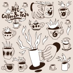 coffee cups - cartoons
