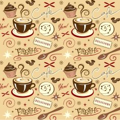 Vector Pattern Hot Fresh Coffee Yummy