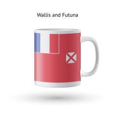 Wallis and Futuna flag souvenir mug on white background