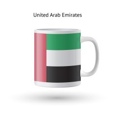 United Arab Emirates flag souvenir mug on white background