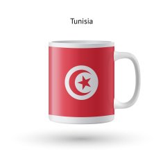 Tunisia flag souvenir mug on white background
