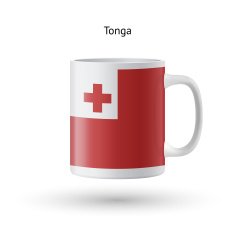 Tonga flag souvenir mug on white background