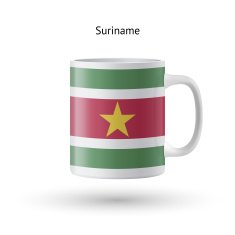 Suriname flag souvenir mug on white background