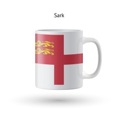 Sark flag souvenir mug on white background