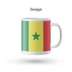 Senegal flag souvenir mug on white background