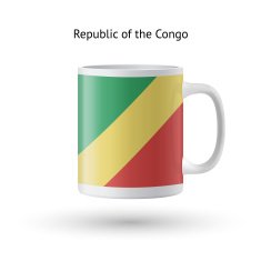 Republic of Congo flag souvenir mug on white background