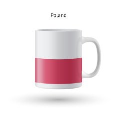 Poland flag souvenir mug on white background
