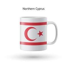 Northern Cyprus flag souvenir mug on white background