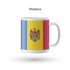 Moldova flag souvenir mug on white background