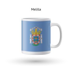 Melilla flag souvenir mug on white background