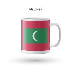 Maldives flag souvenir mug on white background